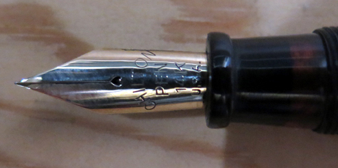 HILTON LONG ISLAND #KK3S BLACK CELLULOID PEN W/ WHITE GOLD FILLED INLAYS